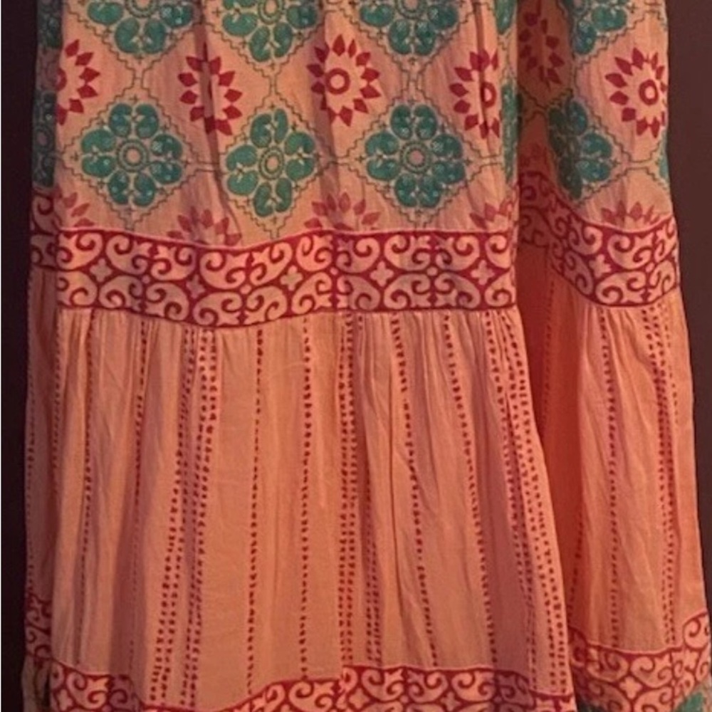 Oliphant Phoenix Rose Maxi Dress Sleeveless Coral Boho Print Womens M - Picture 2 of 16